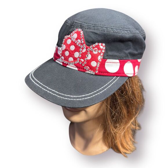 Disney‎ Parks Minnie Mouse Hat Baseball Black Bow Bedazzled Cotton Bling Rare - Picture 1 of 5
